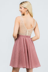 Women Sparkling Knit Jacquard A line Applique Mini Dress | Zarnesh